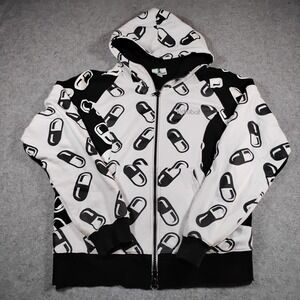Kidrobot Mens 2XL Pills Hoodie White‎ Black All Over Print Limited Edition